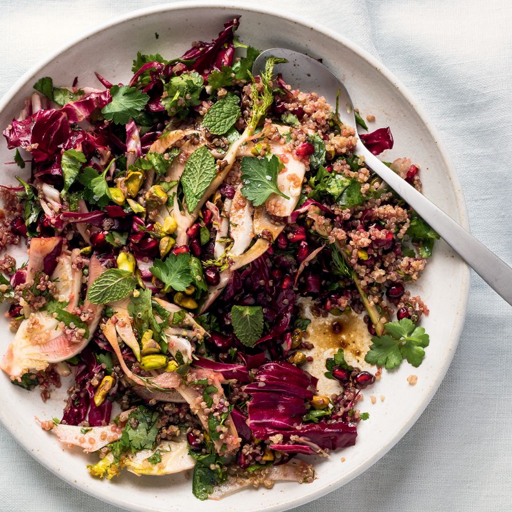 Quinoa, fennel, pomegranate and radicchio salad