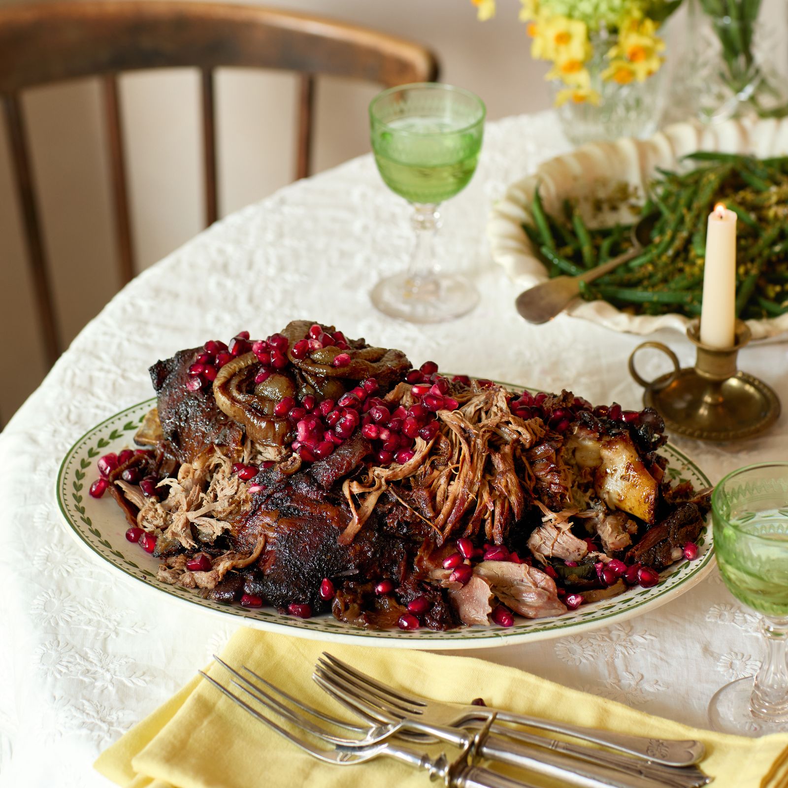 Slow-roast lamb with sumac, dates and pomegranates