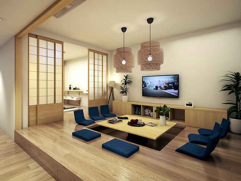 Phòng khách được thiết kế nội thất phong cách Nhật Bản 2